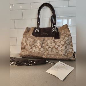 Authentic Coach Signature Fabric Bag Purse Hobo